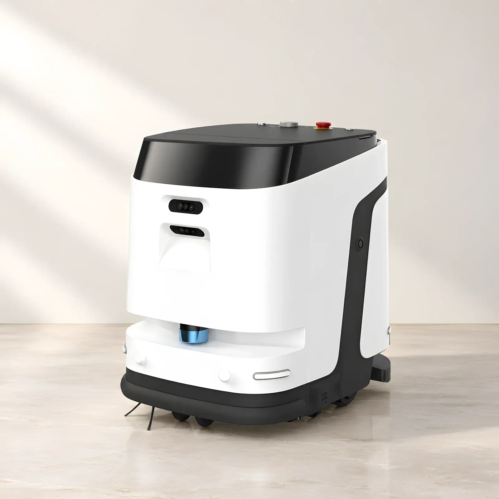 OrionStar CleaniBot K1 on the Reef studio set, composed from the manufacturer's product photographs
