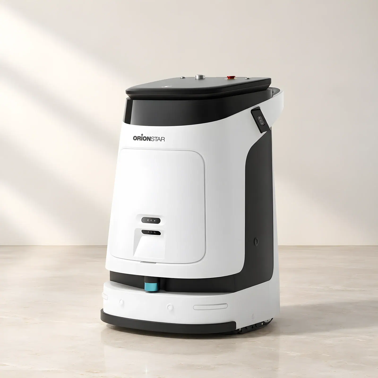 OrionStar CleaniBot M1 on the Reef studio set, composed from the manufacturer's product photographs