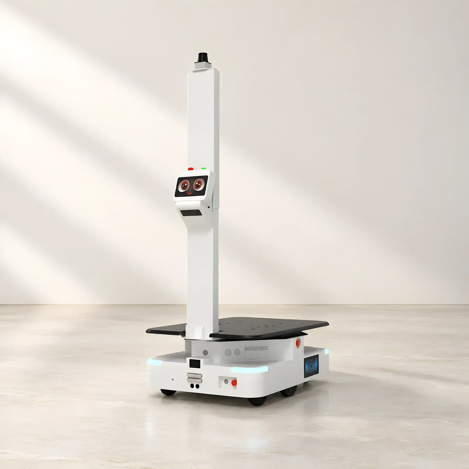 Reeman IronBov AMR on the Reef studio set, composed from the manufacturer's product photographs